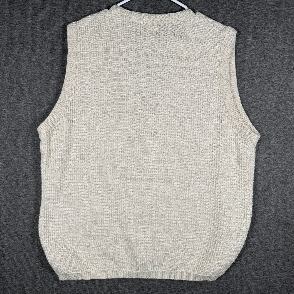 VTG Duck Head Sweater Vest Mens Large Cream Button Front USA Made Preppy V Neck - Picture 2 of 9